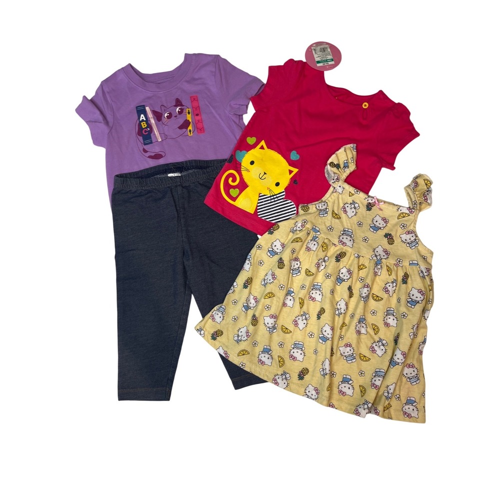 Toddler Girl 18M Kitty Cat Lot‎ 4pc Hello Kitty Dress Circo Cat & Jack Carters